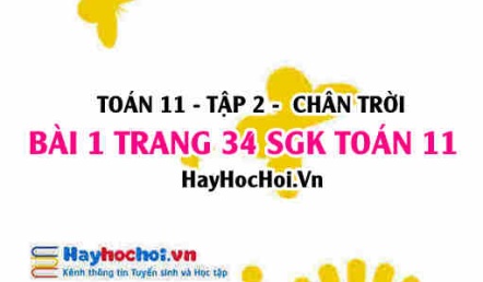 Bài 1 trang 34 Toán 11 tập 2 Chân trời sáng tạo